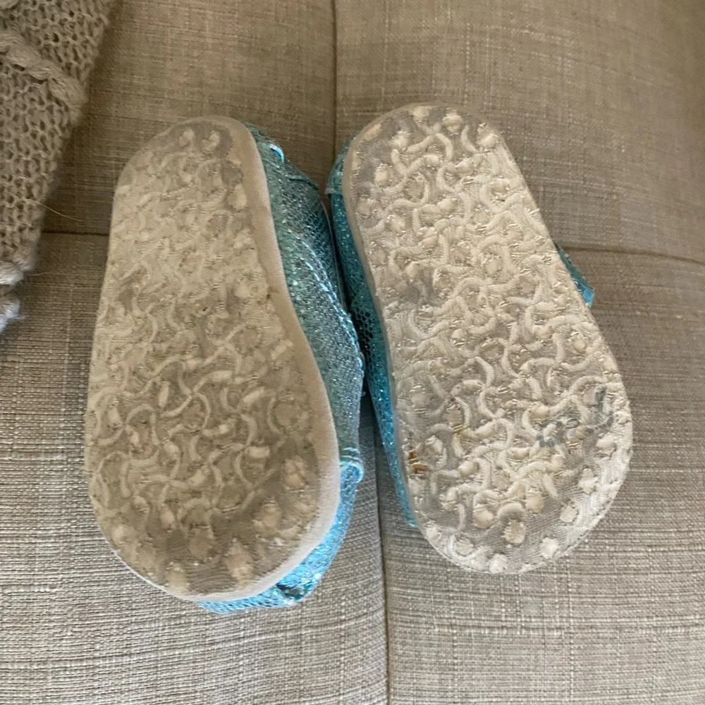 TOMS Kids' Glitter Moccasins - Light Blue